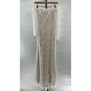 Lulu's Cream Lace Off-Shoulder Dress